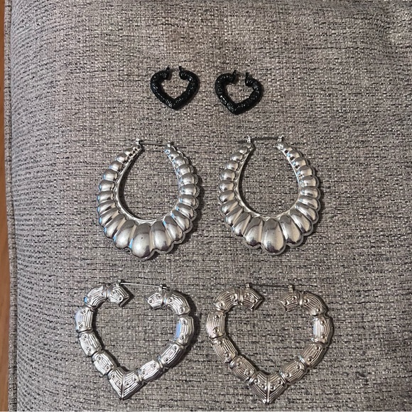 3 Pair Bamboo Hoop Earrings - Picture 3 of 3